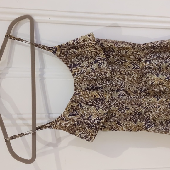 Casual, short summer dress, size 6, tan and purple print - Picture 2 of 4